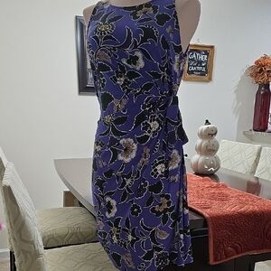 Ann Taylor Factory Asymmetrical Dress in Purple and Black Floral
